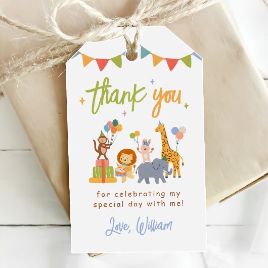 Cute Animals Safari Birthday Party ギフトタグ