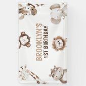 Cute Animals Safari Jungle Birthday Party Kids 横断幕 (縦)