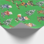 Cute Animals Skiing Wrapping Paper ラッピングペーパー (角)