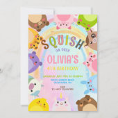 Cute Animals Squish On Over rainbow  Birthday  招待状 (正面)