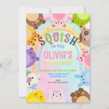 Cute Animals Squish On Over rainbow  Birthday 
