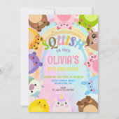 Cute animals Squish rainbow Birthday party 招待状 (正面)