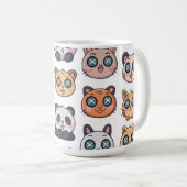 Cute Animals Sticker Sheet Adorable Cartoon Charac コーヒーマグカップ (正面右)