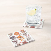  Cute Animals Sticker Sheet Adorable CSticker スクエアペーパーコースター (インサイチュ)