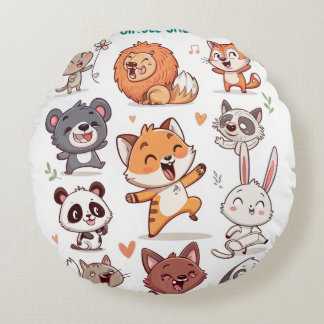  Cute Animals Sticker Sheet Adorable CSticker ラウンドクッション
