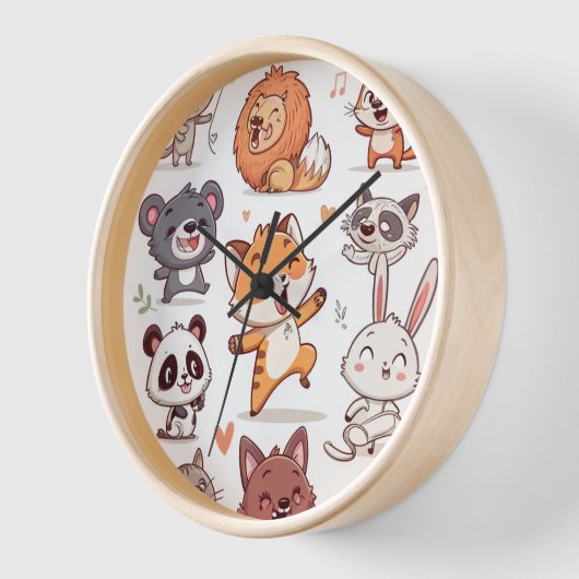 Cute Animals Sticker Sheet Adorable CSticker 壁時計 (傾斜)