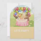 Cute Animals Themed kids Birthday Invitation  招待状 (裏面)