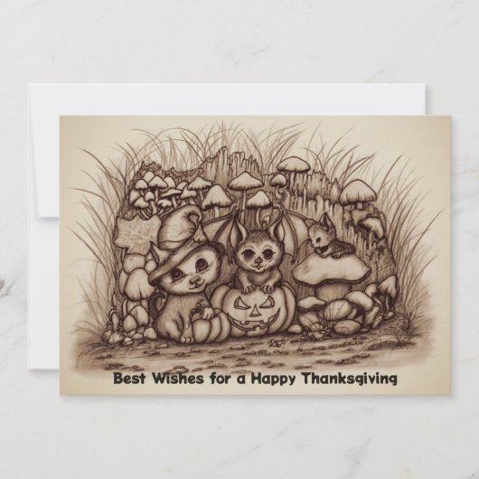Cute Animals waiting for Thanksgiving 招待状 (正面)