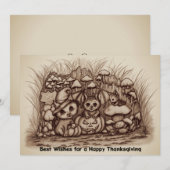Cute Animals waiting for Thanksgiving 招待状 (正面/裏面)