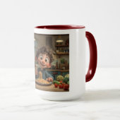 Cute Animated Boy Eating Spaghetti Pasta Coffee マグカップ (正面右)