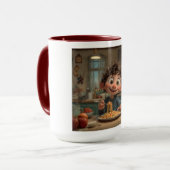 Cute Animated Boy Eating Spaghetti Pasta Coffee マグカップ (正面左)