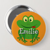 Cute animated frog name buttons for kids 缶バッジ (正面&裏面)