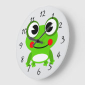Cute animated frog round clock ラージ壁時計 (傾斜)