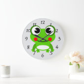 Cute animated frog round clock ラージ壁時計 (ホーム)