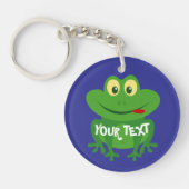 Cute animated green frog cartoon keychain gift キーホルダー (正面)