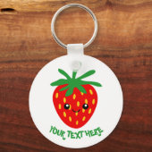 Cute animated happy strawberry fruit keychain キーホルダー (裏面)