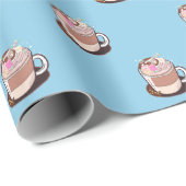 Cute Animated Hot Chocolate Marshmallows Cartoon ラッピングペーパー (ロールコーナー)