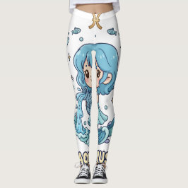 Cute Anime Aquarius Zodiac Sign Leggings  レギンス