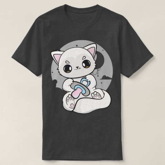 Cute Anime Arctic Fox With Soother And Kawaii Moon Tシャツ (デザイン正面)