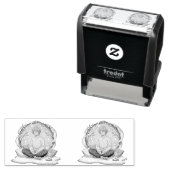 Cute Anime Boy Drinking Coffee in Winter セルフインキングスタンプ (インサイチュ)