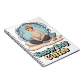 Cute Anime Boy Drinking Coffee in Winter ノートブック (右側)