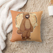 Cute Anime Boy in Bear クッション (ブランケット)