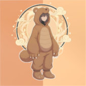 Cute Anime Boy in Bear シール (正面)