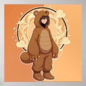 Cute Anime Boy in Bear ポスター (正面)