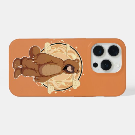 Cute Anime Boy in Bear iPhoneケース (裏面横)