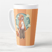 Cute Anime Boy in Clownfish Costume drinking Coffe カフェラテマグ (左アングル)