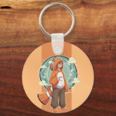 Cute Anime Boy in Clownfish Costume drinking Coffe キーホルダー (裏面)