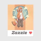 Cute Anime Boy in Clownfish Costume drinking Coffe シール (シート)