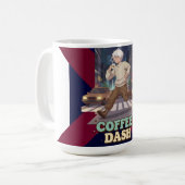 Cute Anime Boy Running in the City with Coffee コーヒーマグカップ (正面左)