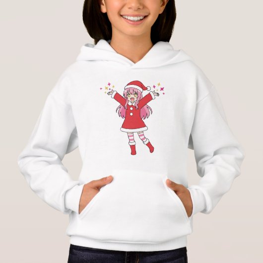 Cute Anime Christmas Girl Hoodie - Kawaii Santa Ou (正面)