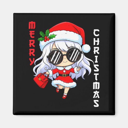 Cute Anime Christmas Pajama Outfit Funny Holiday F マグネット (正面)