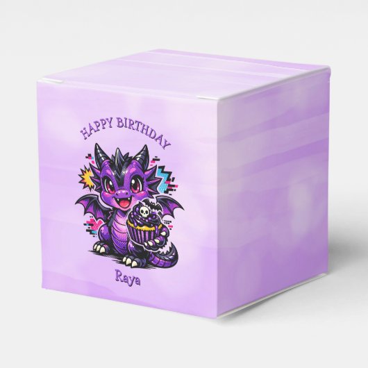 Cute Anime Dragon Girl's Birthday Party フェイバーボックス (正面サイド)