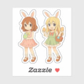 Cute anime Easter bunny girls シール (シート)