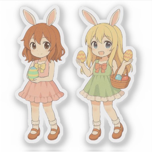 Cute anime Easter bunny girls シール (正面)