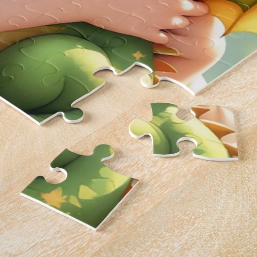 Cute Anime Fairy and Chibi Dragon  ジグソーパズル (側面)