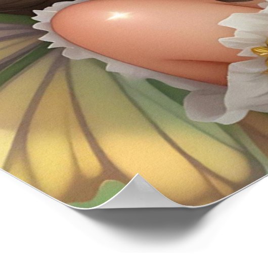 Cute Anime Fairy and Chibi Dragon  ポスター (角)