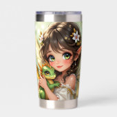 Cute Anime Fairy and Chibi Dragon  保温保冷タンブラー (背面)