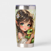 Cute Anime Fairy and Chibi Dragon  保温保冷タンブラー (正面)