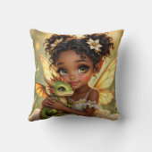 Cute Anime Fairy Girl and Chibi Dragon クッション (裏面)