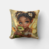 Cute Anime Fairy Girl and Chibi Dragon クッション (正面)