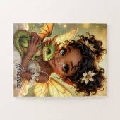 Cute Anime Fairy Girl and Chibi Dragon ジグソーパズル (横)