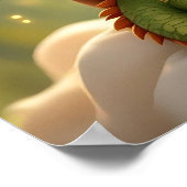 Cute Anime Fairy Girl and Chibi Dragon ポスター (角)