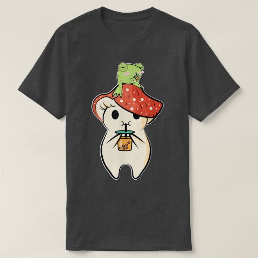 Cute anime Frog Mushroom Matcha Tea Tシャツ (デザイン正面)