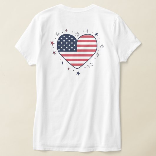 Cute Anime Girl 4th of July - USA Heart & Sparkler Tシャツ (レイダウン裏面)
