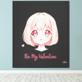 Cute Anime Girl - Be My Valentine T-Shirt キャンバスプリント (インサイチュ (ウッドフロア))