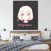 Cute Anime Girl - Be My Valentine T-Shirt キャンバスプリント (インサイチュ (寝室))